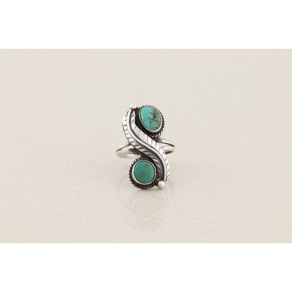 Sterling Silver Natural Blue and Green Turquoise Ring Size 6 - Picture 7 of 7